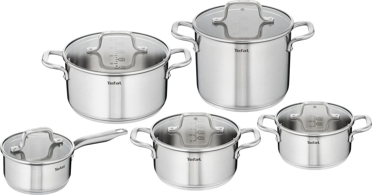 Tefal Virtuoso Pannenset 5 Delig - Hoge Kookpan Ø 22 Cm + Steelpan Ø 16 Cm + Kookpannen Ø 18/20/24 Cm 3 Tefal Virtuoso Pannenset 5 Delig - Hoge Kookpan Ø 22 Cm + Steelpan Ø 16 Cm + Kookpannen Ø 18/20/24 Cm