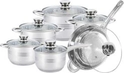 Pannenset 13 Delig - RVS - Pan / Steelpan / Koekenpan - Met Glazen Deksels - Inductie - PFAS-vrij 5 Pannenset 13 Delig - RVS - Pan / Steelpan / Koekenpan - Met Glazen Deksels - Inductie - PFAS-vrij -Pot Bevordering 1200x711 2