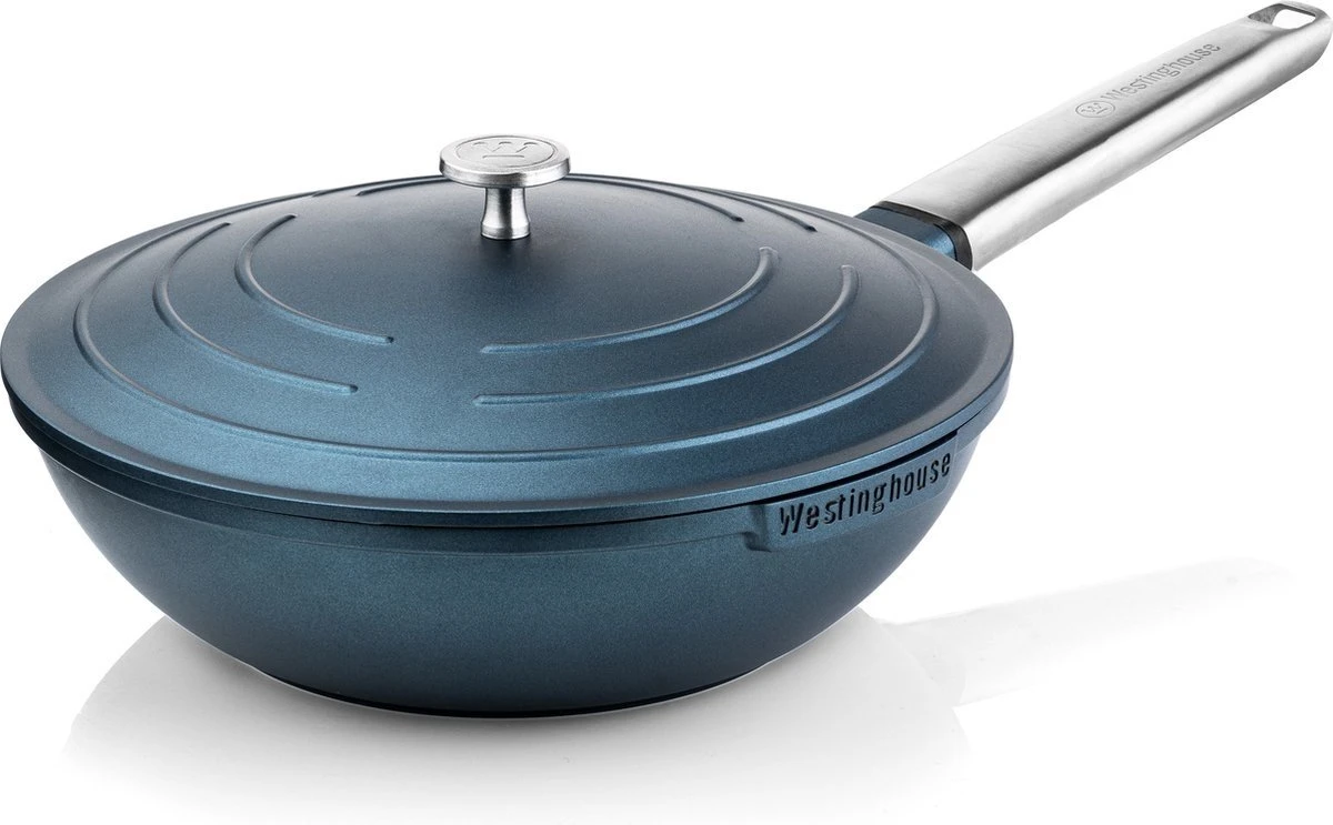 Westinghouse Performance Series - Wokpan Inductie - 28cm Luxe Wok Met Deksel - Blauw - Geschikt Voor Alle Warmtebronnen 2 Westinghouse Performance Series - Wokpan Inductie - 28cm Luxe Wok Met Deksel - Blauw - Geschikt Voor Alle Warmtebronnen