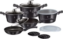 Berlinger Haus - Luxe Pannenset - Burgundy - Aluminium - Zwart - 13-delig - Braadpan - Koekenpan - Pannenset