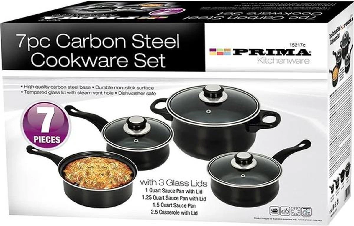 Prima Pannenset 7 Delig - Kleine Pannen - Zwart - Antiaanbaklaag - Kookset - Met Deksel - Kookpannen - Sauspan - Cadeau Voor Man En Vrouw 5 Prima Pannenset 7 Delig - Kleine Pannen - Zwart - Antiaanbaklaag - Kookset - Met Deksel - Kookpannen - Sauspan - Cadeau Voor Man En Vrouw - Afbeelding 3