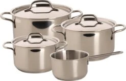 Sola Pannenset Mirage - 4 Delig - Ø 16,16,18,20 Cm - Zilver - RVS - Sandwichbodem -Pot Bevordering 1200x770