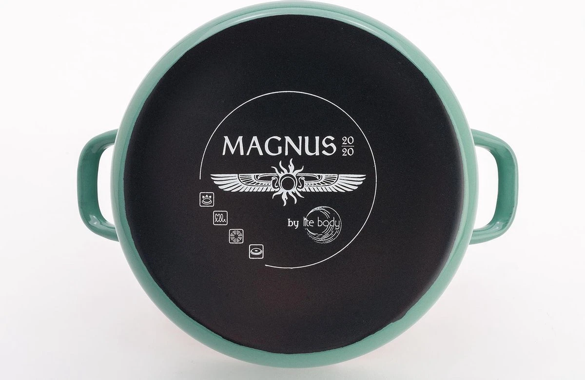 Lite-Body - Magnus Braadpan 24cm/2,5 L Met Deksel- Emaille- Olijf Groen - Inductie 4 Lite-Body - Magnus Braadpan 24cm/2,5 L Met Deksel- Emaille- Olijf Groen - Inductie - Afbeelding 2