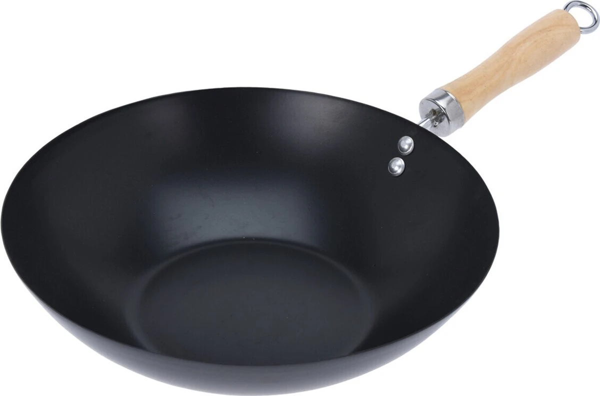 Excellent Houseware Wok Ø30cm Non Stick Zwart Houten Handvat 30 Cm - Pan - Koken - Eten - Keuken 3 Excellent Houseware Wok Ø30cm Non Stick Zwart Houten Handvat 30 Cm - Pan - Koken - Eten - Keuken