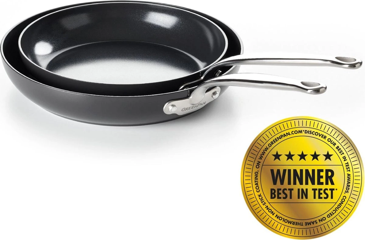 GreenPan Barcelona Infinity Pro Koekenpannenset Ø 24cm + Ø 28cm - Zwart - Inductie - PFAS-vrij 4 GreenPan Barcelona Infinity Pro Koekenpannenset Ø 24cm + Ø 28cm - Zwart - Inductie - PFAS-vrij - Afbeelding 2