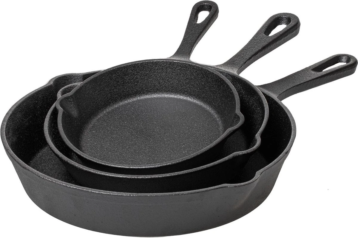 Blackwell Koekenpannenset - Gietijzer - ø 16, 20 En 25 Cm - Zonder Anti-aanbaklaag 3 Blackwell Koekenpannenset - Gietijzer - ø 16, 20 En 25 Cm - Zonder Anti-aanbaklaag