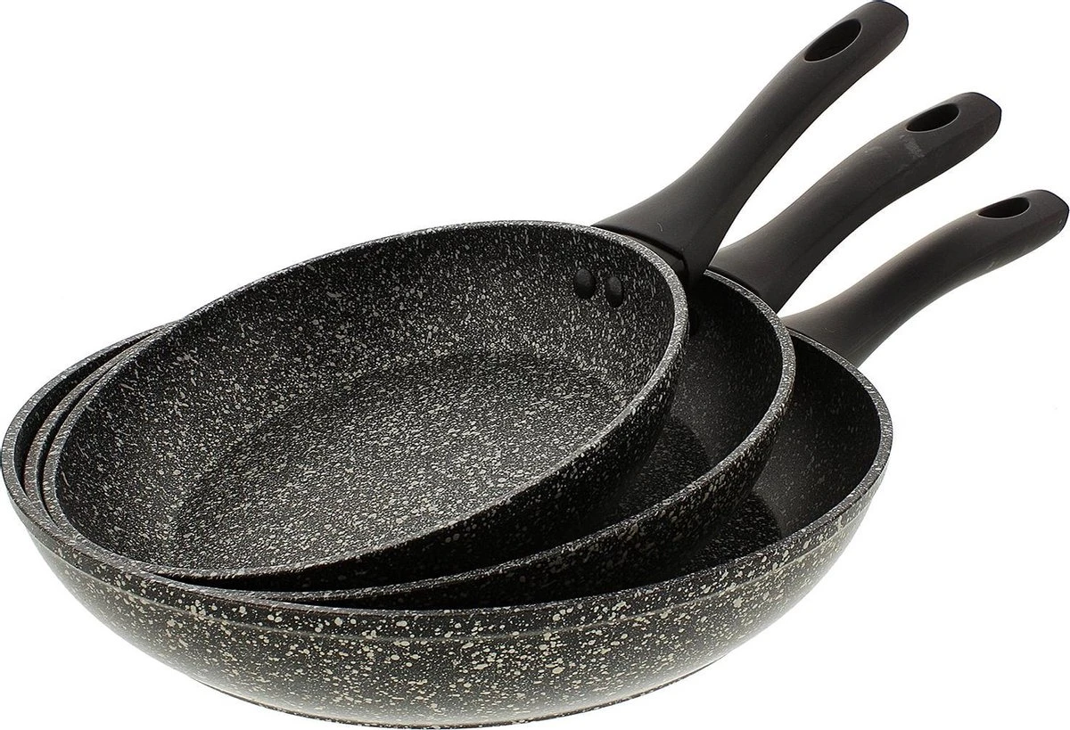 Luxe Marble Stone Pannenset 3-delig | Ø 20 - 24 - 28 Cm - Pannen - Vrij Van PFOA - Alle Warmtebronnen - Anti Aanbak - Extra Sterk 3 Luxe Marble Stone Pannenset 3-delig | Ø 20 - 24 - 28 Cm - Pannen - Vrij Van PFOA - Alle Warmtebronnen - Anti Aanbak - Extra Sterk