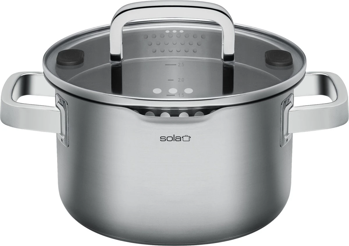 Sola Pannenset Juvia - 4 Delig - Ø 16,16,18,20 Cm - Zilver - RVS - Sandwichbodem 7 Sola Pannenset Juvia - 4 Delig - Ø 16,16,18,20 Cm - Zilver - RVS - Sandwichbodem - Afbeelding 5