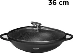 BIKO - Wokpan Ø 36 Cm - Marmeren Coating - Glazen Deksel - Wadjan - Zwart -Pot Bevordering 1200x866 1