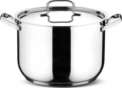 Lagostina Sfisiosa Acciaio SFIZIOSA ACCIAIO 10-delig (hoge Kookpan 22 Cm + Kookpan 18/22 Cm + Hapjespan 24 Cm + Steelpan 14 Cm + Melkpot 12 Cm + Deksels 14/18/22/24 Cm) -Pot Bevordering 1200x867