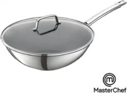 Nieuwkomers 7 MasterChef / Jumbo - Wokpan - Met Glazen Deksel - 28 Cm - Inductie