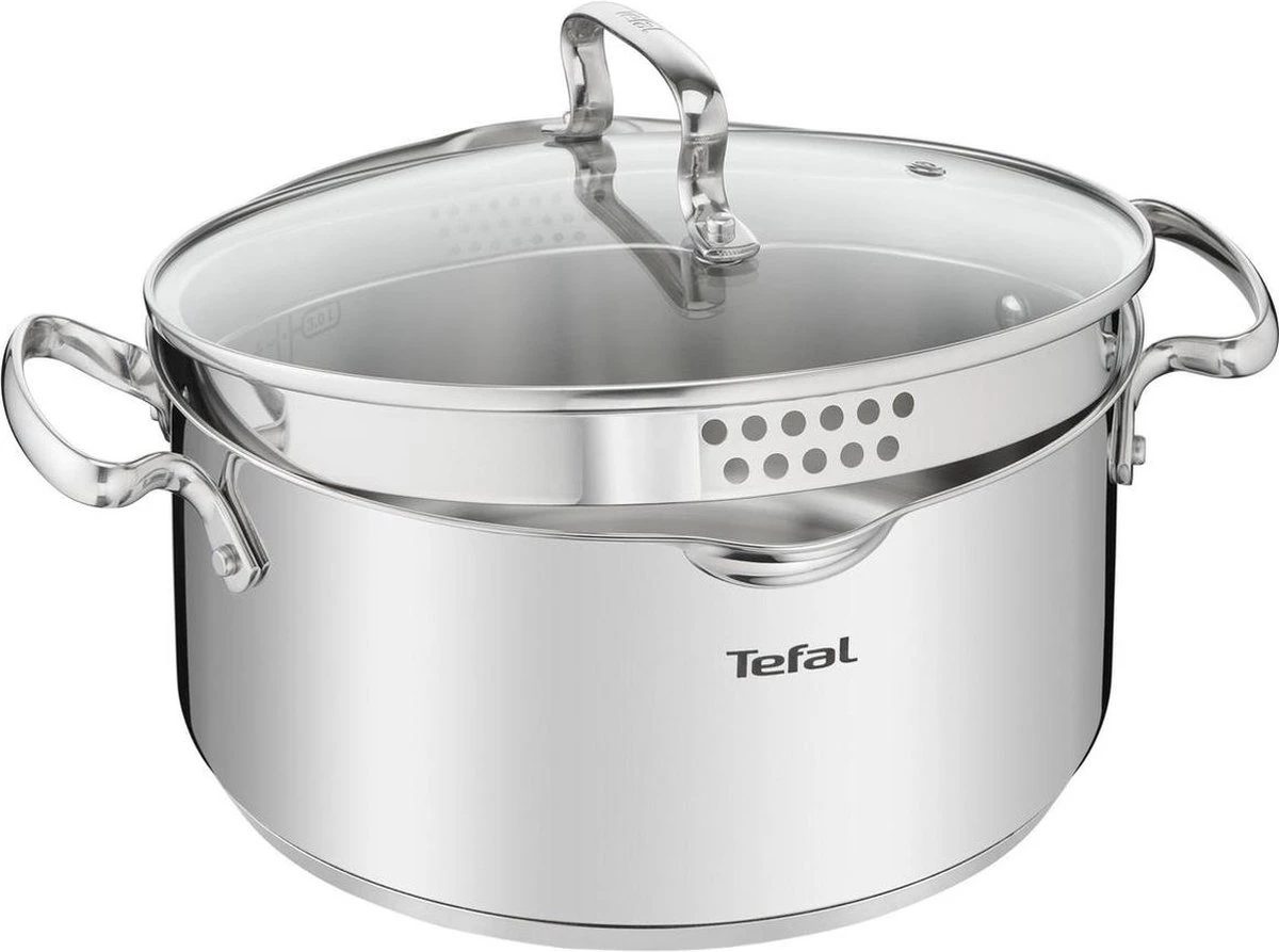 Tefal Duetto+ Pannenset -10 Delig- 5 Pannen - Kookpannenset - Zilver - Afdruipdeksels 7 Tefal Duetto+ Pannenset -10 Delig- 5 Pannen - Kookpannenset - Zilver - Afdruipdeksels - Afbeelding 5