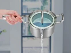 BK Q-linair Master Glas Pannenset - 5-delig - Glazen Deksel - Veilig Afgietsysteem - Inductie -Pot Bevordering 1200x897