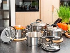 Sola Pannenset Venice - 4 Delig - Ø 16,16,18,20 Cm - Zilver - RVS - Sandwichbodem -Pot Bevordering 1200x906 2