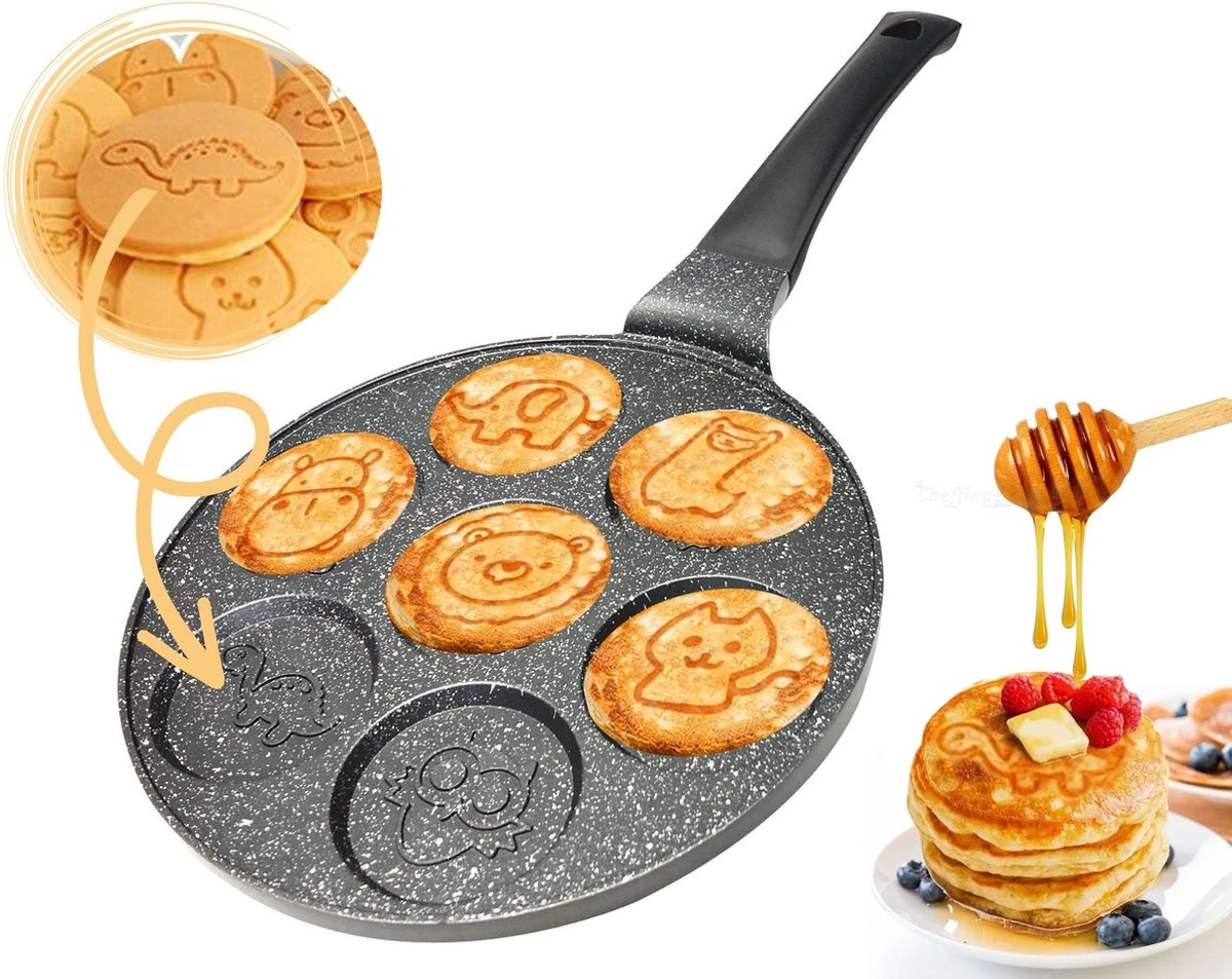 Pancake Pan Met Dierlijke Vormen - Pannenkoekenpan - Crêpemaker - Pancakes Set 3 Pancake Pan Met Dierlijke Vormen - Pannenkoekenpan - Crêpemaker - Pancakes Set