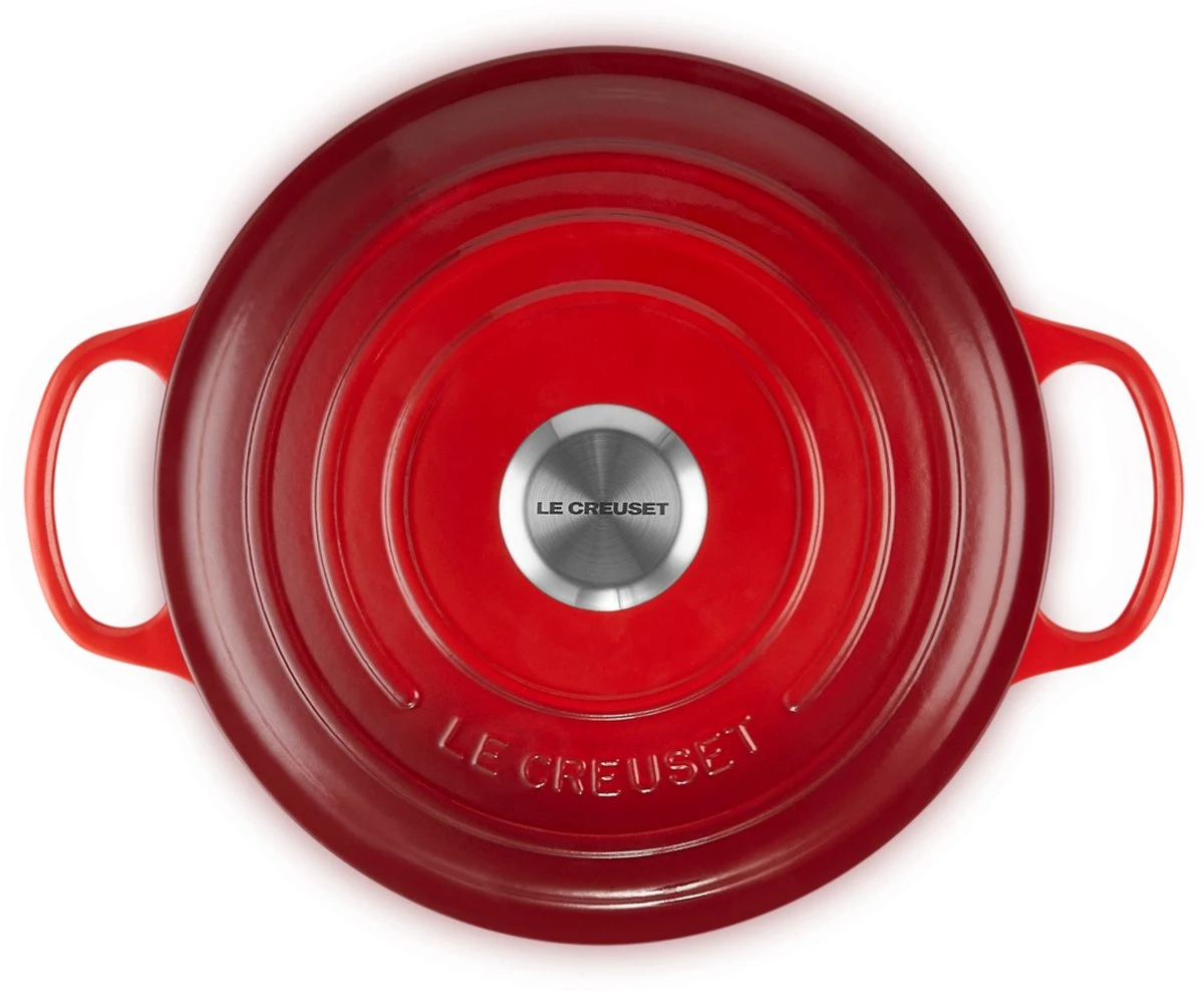 Le Creuset - Gietijzeren - Lage Braadpan - 24cm - Kersenrood 6 Le Creuset - Gietijzeren - Lage Braadpan - 24cm - Kersenrood - Afbeelding 4