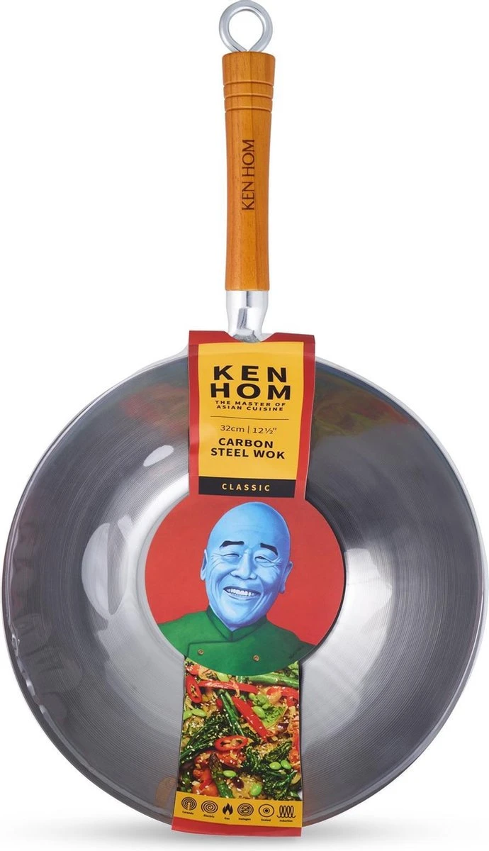 Ken Hom Classic Wok - Ø 32cm In Koolstofstaal En Houten Greep 4 Ken Hom Classic Wok - Ø 32cm In Koolstofstaal En Houten Greep - Afbeelding 2