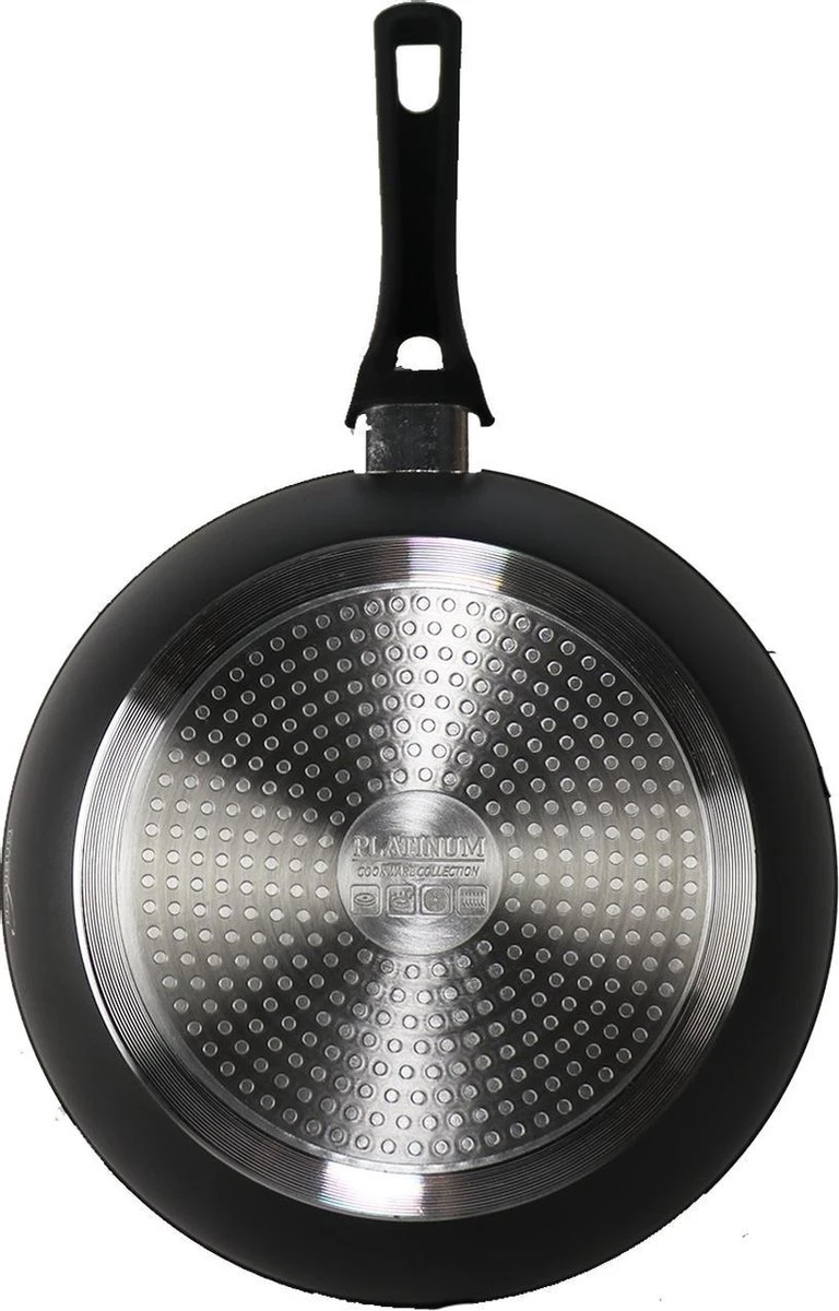 Koekenpan Zwart Ø 24cm Met Deksel - Voor Alle Warmtebronnen, Ook Inductie 4 Koekenpan Zwart Ø 24cm Met Deksel - Voor Alle Warmtebronnen, Ook Inductie - Afbeelding 2