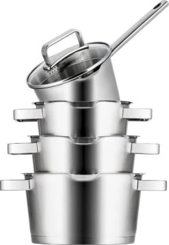 Sola Pannenset Diamond - 4 Delig - Ø 16,16,18,20 Cm - Zilver - RVS - Sandwichbodem 14 Sola Pannenset Diamond - 4 Delig - Ø 16,16,18,20 Cm - Zilver - RVS - Sandwichbodem -Pot Bevordering 827x1200