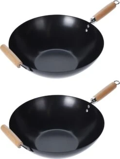 Wok Carbon Staal Ø35cm Houten Handgreep Wokpannen 7 Wok Carbon Staal Ø35cm Houten Handgreep Wokpannen -Pot Bevordering 907x1200